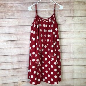 Dressfo Polka Dot Draped Layer‎ Dress Sz6